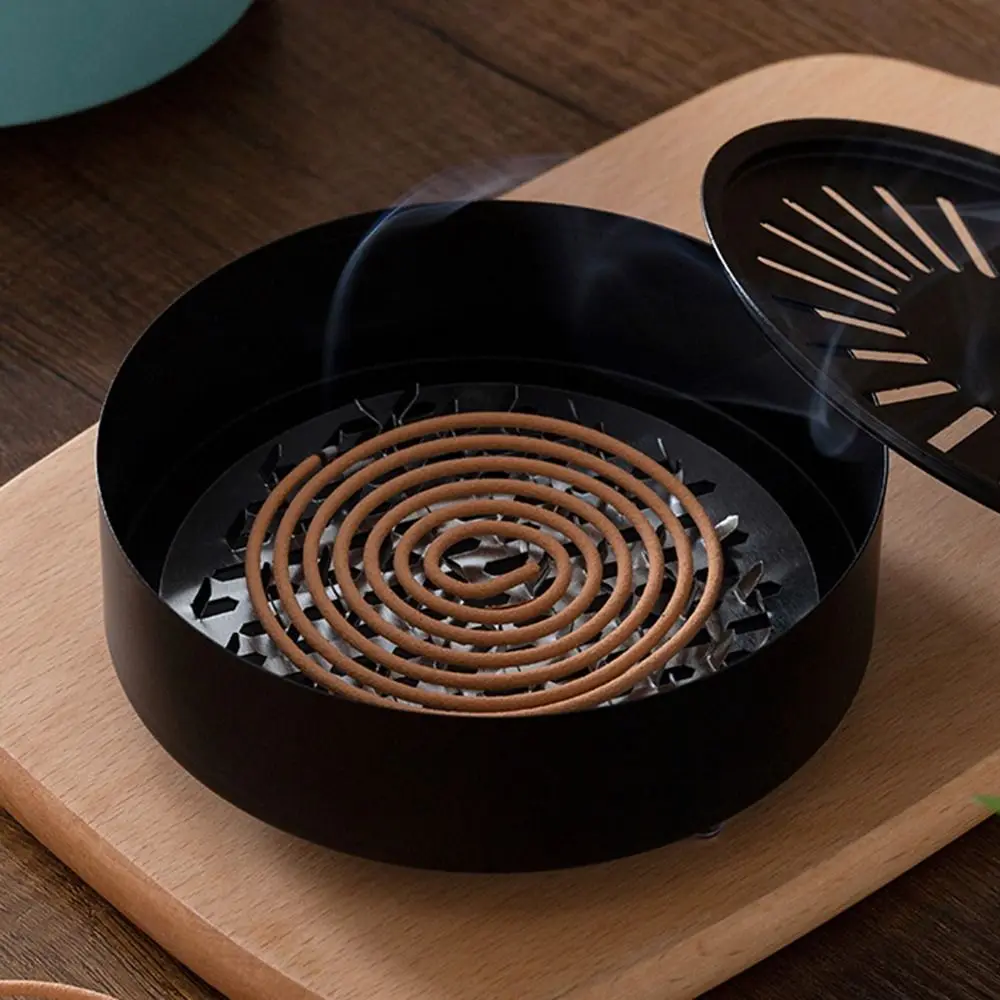 Multifunctional Mosquito Coil Holder Metal With Lid Incense Holders Fireproof Portable Incense Storage Rack