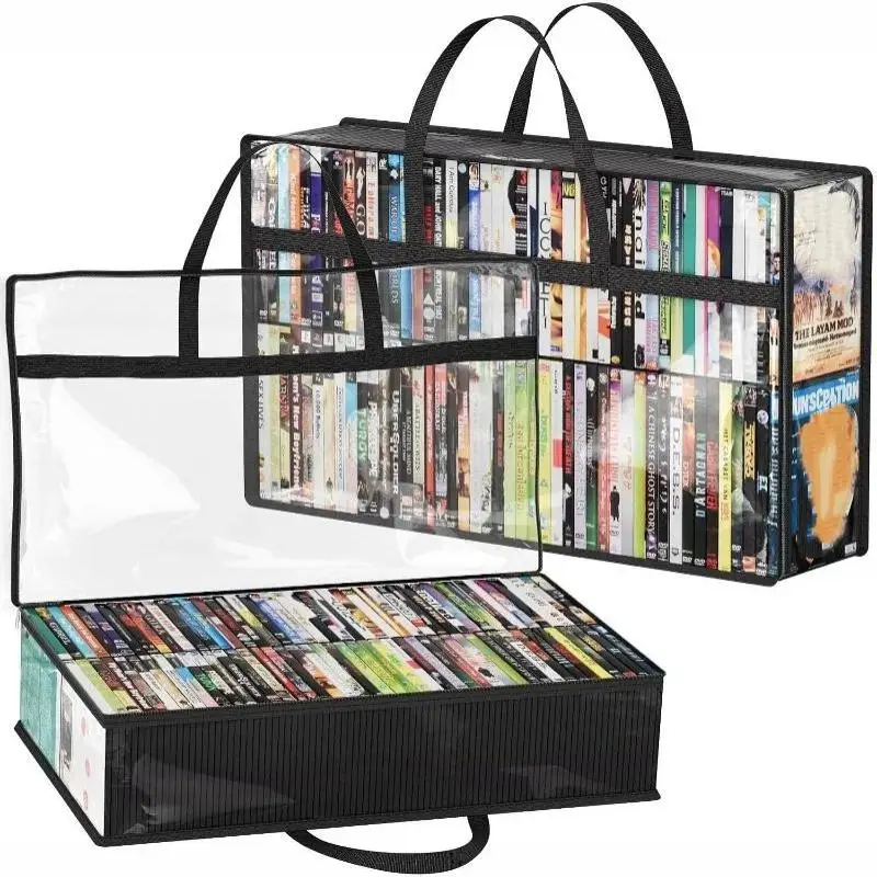 Transparent PVC Waterproof Zipper Storage Bag Sturdy Visible Organizer for CD DVD Book Office File Sorting