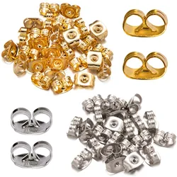 200PCS Earring Studs Backs Gold Plated Butterfly Stopper Scrolls Ear Post Nuts Findings Fashion Party Accessories FRB010-01