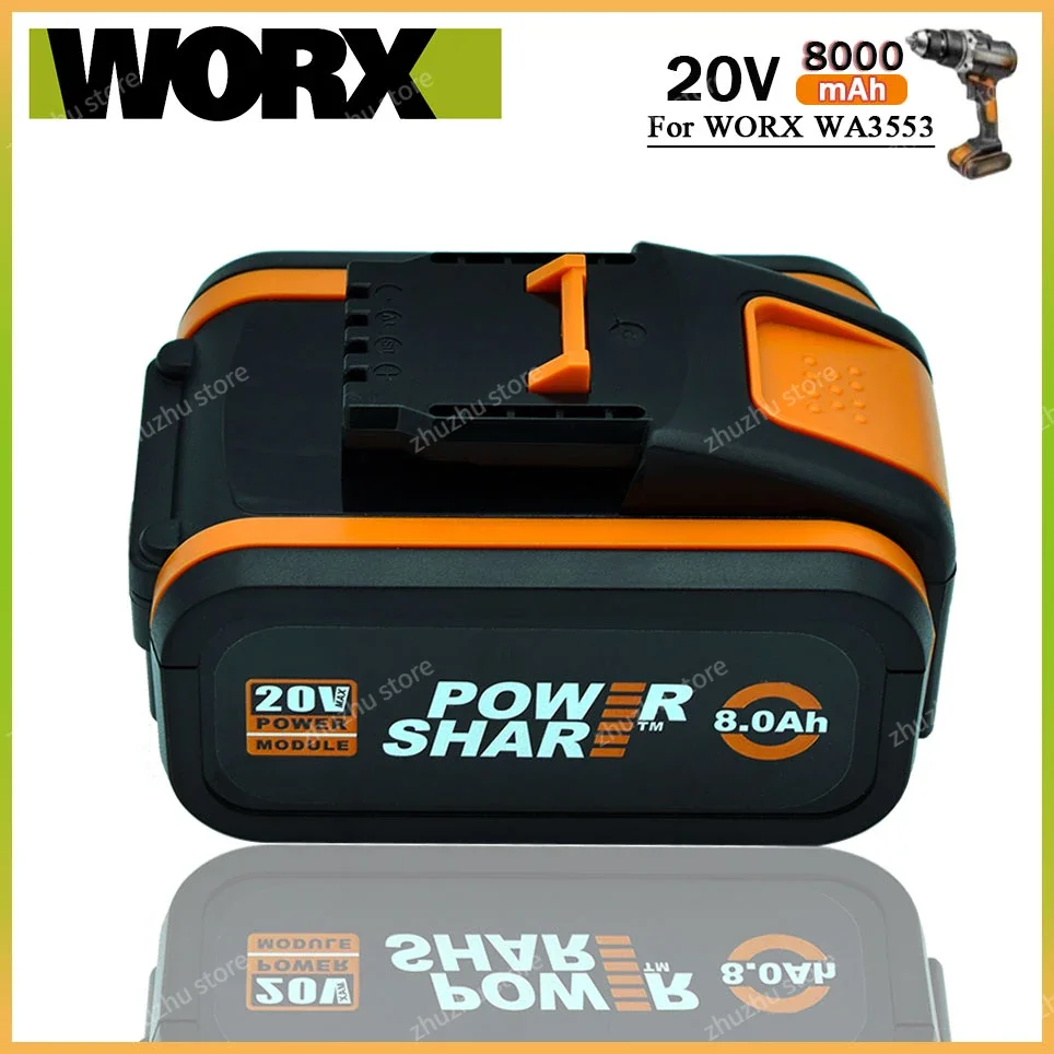 Batteria ricaricabile di ricambio agli ioni di litio 8.0Ah originale 20V per Worx WA3551 WA3553 WX390 WX176 WX386 WX373 WX290 WX800 WU268