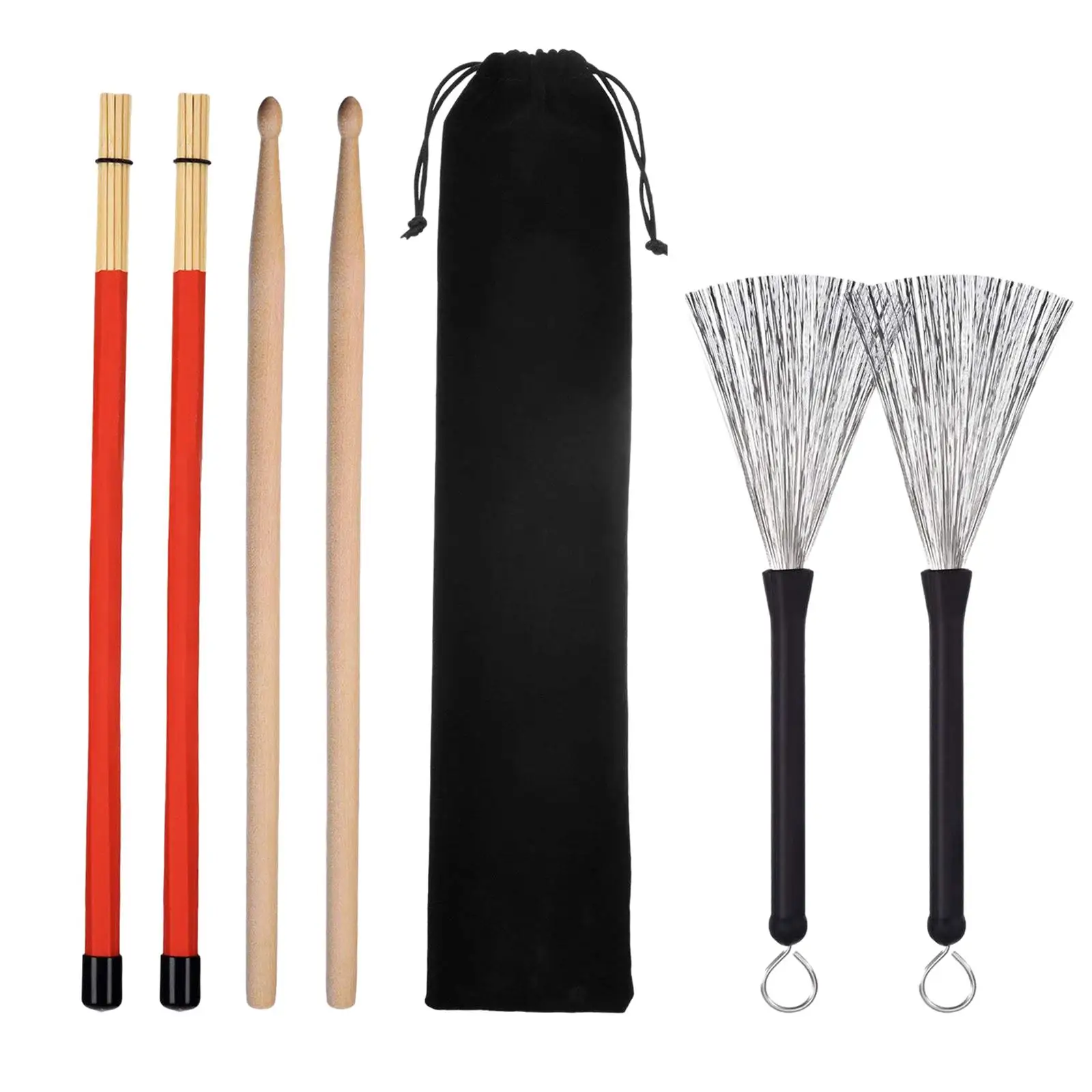 Drumsticks Set Portabl Retractable Drum Wire Brush for Drums Stage Students