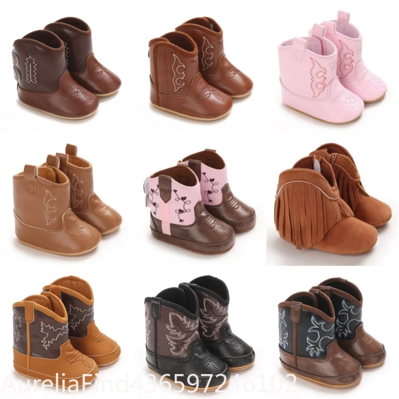 Baby Winter Boots For Boys Girls 0‑12Months Western Denim Warm Casual First‑Walkers Infant Fashion Footwear