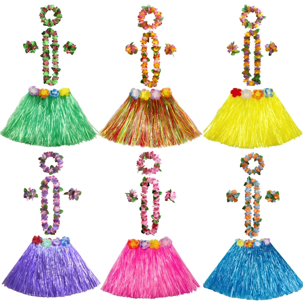 Hawaii Plastic Fibers Women Grass Skirts Hula Skirt Beach Artificial Flowers Garland Summer Hawaiian Tropical Party Decoration