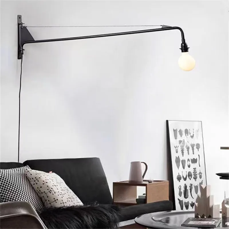 Potence Wall Lamp Loft American retro pipe light bedside Long arm swing lighting E27 artists decor kitchen wall decor light