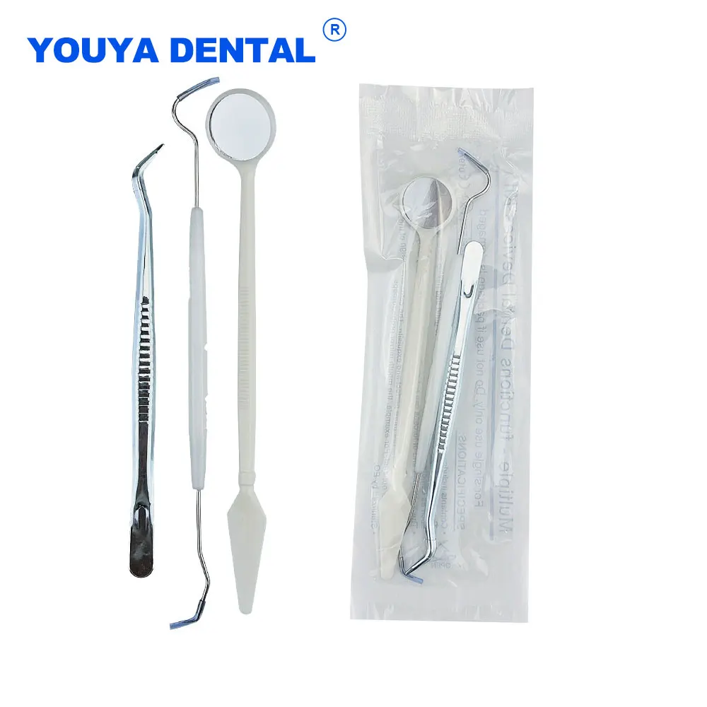 Kit d'outils dentaires en acier inoxydable, 3 pièces/ensemble, Instrument de dentiste, miroir buccal, crochet de sonde, pince à épiler, Kit de soins buccaux