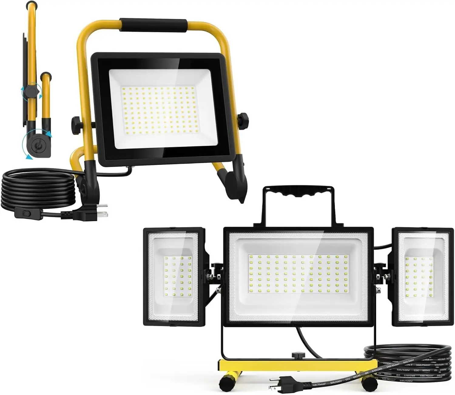 Olafus 80W Led Work Lights 3 Adjustable Head & 100W LED Portable Work Light