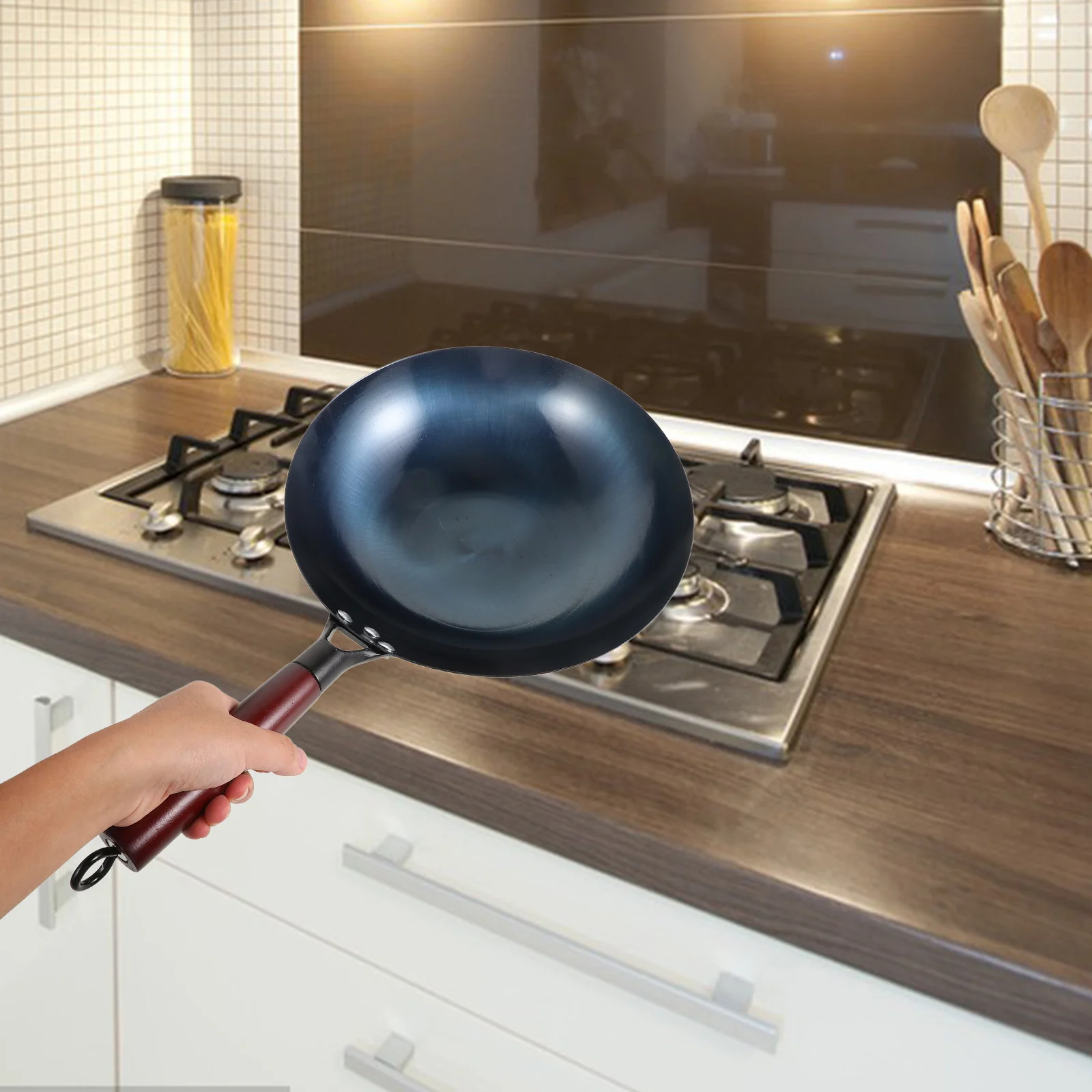 

Iron Wok Uncoated Cooking Pot Traditional Frying Pan Kitchen Cookware Everyday Pan Gas Stove Wok Stir Fry Smooth Easy
