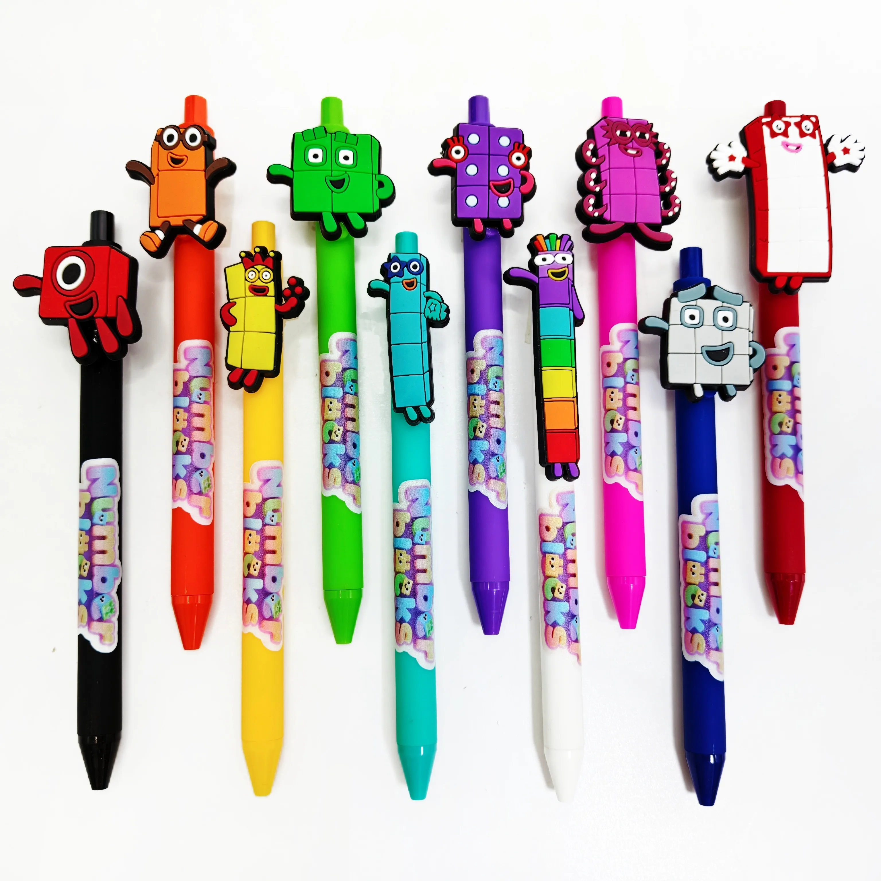 

10pcs/15pcs Colored Building Block Sticker Pens Candy Color Series Rollerball Pens Black Ink Fast-Drying Pens