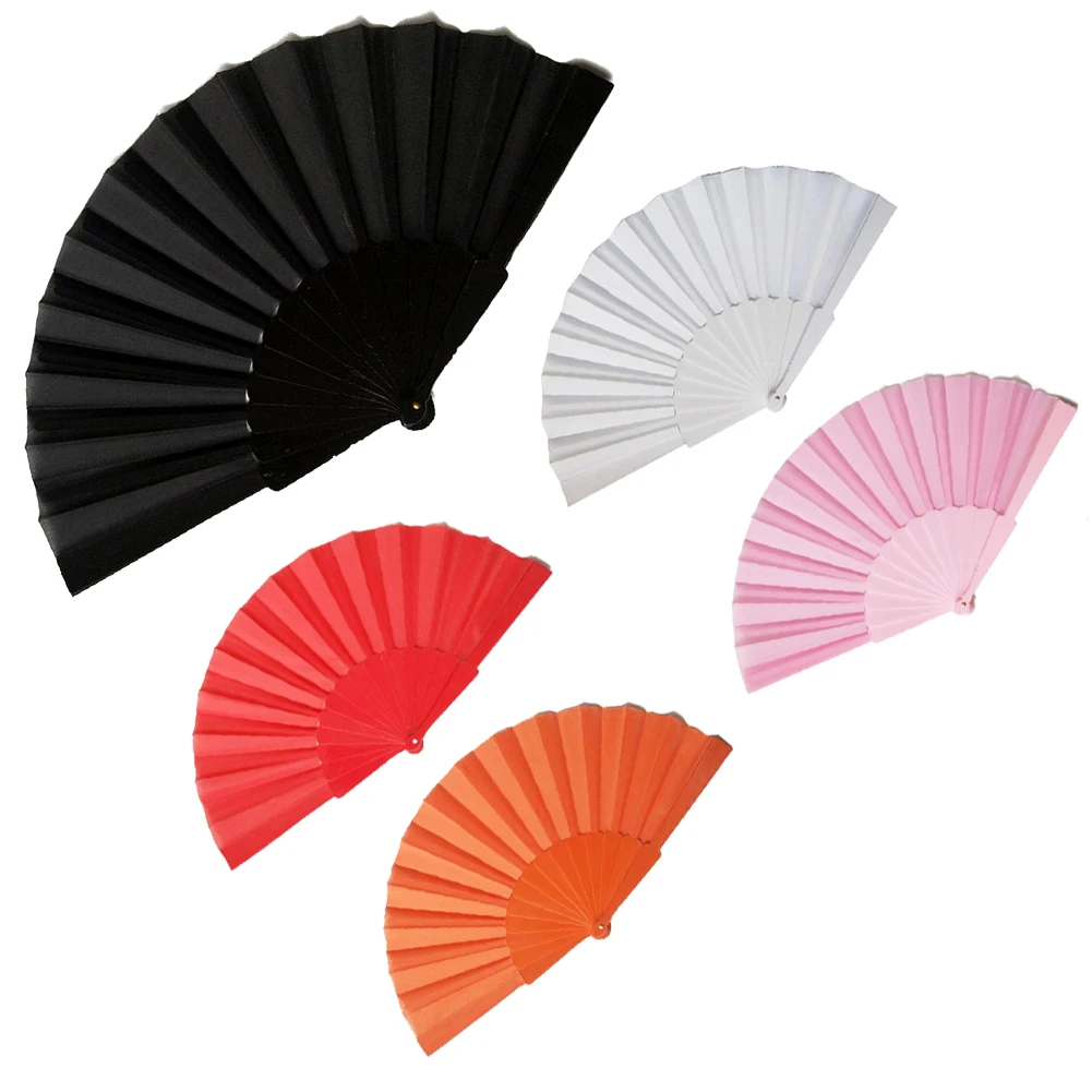 Abanico de mano plegable de plástico, accesorio de Color sólido para danza china, Taichi, ejercicio matutino, adornos para el hogar