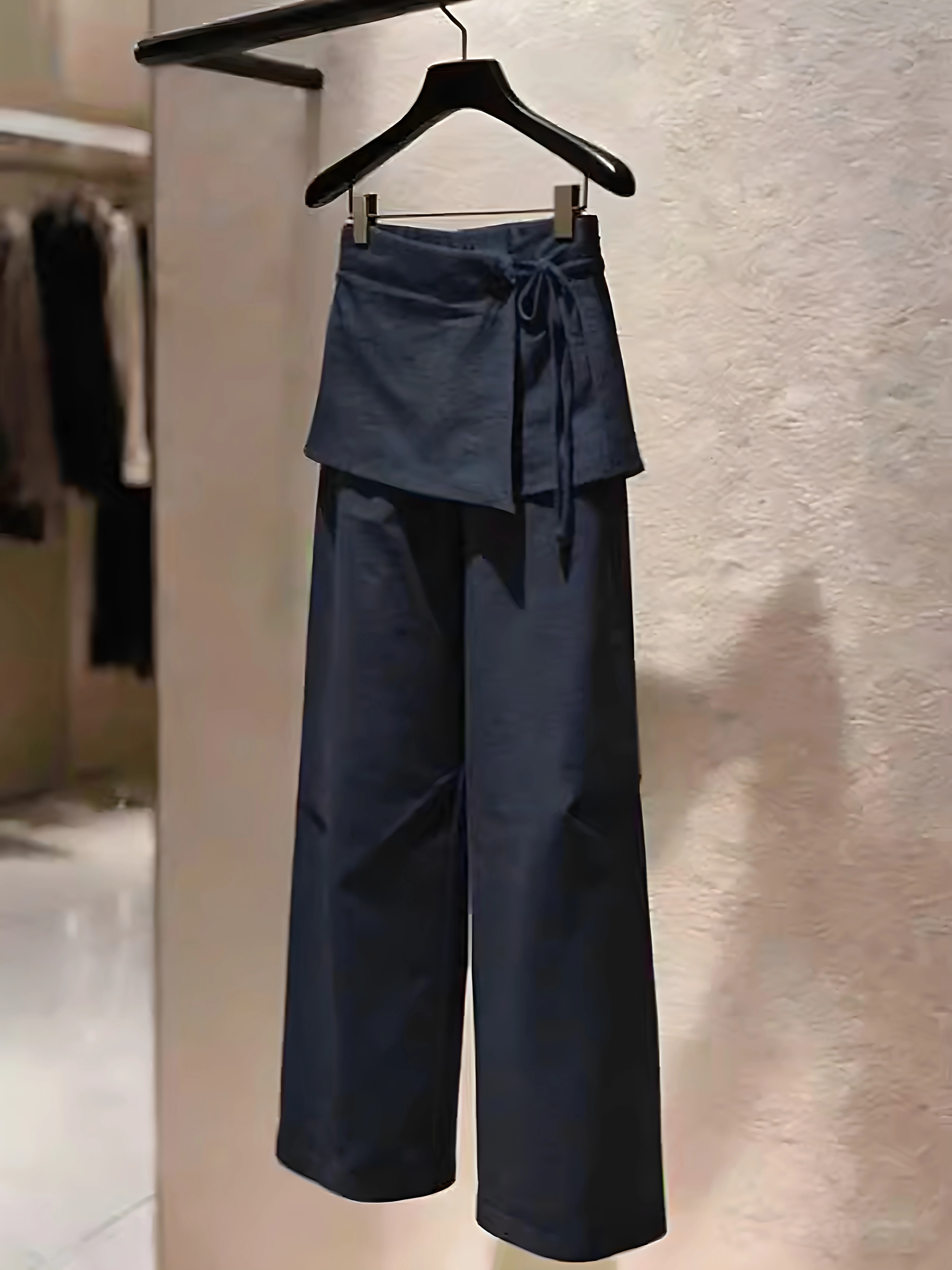 Pantalones de cintura alta y pierna ancha para mujer, pantalones informales de verano, finos, de diseño sencillo, holgados, c...