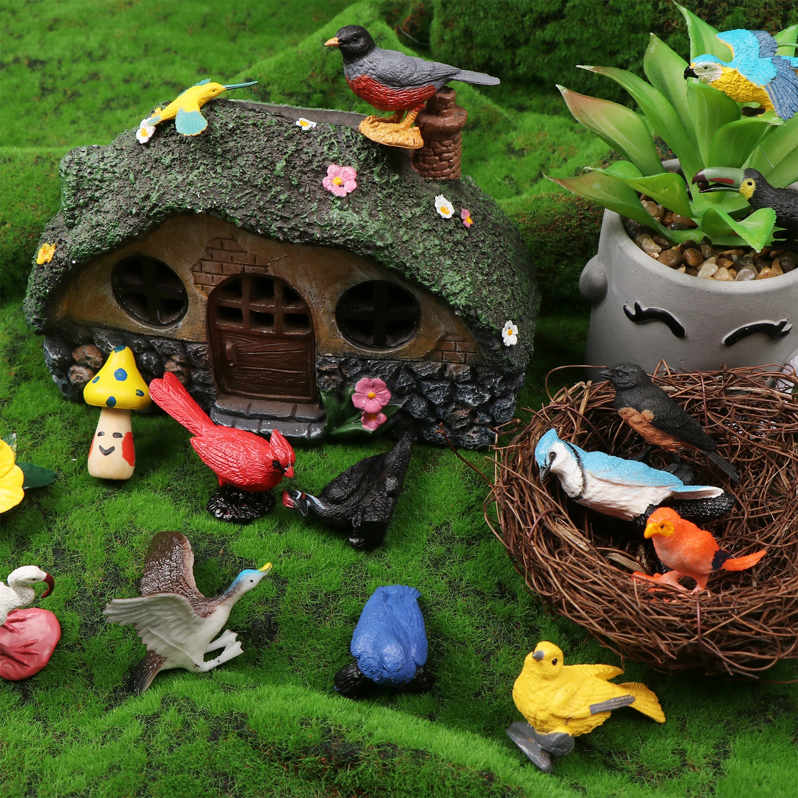 [JT] 29 قطعة تماثيل حيوانات الطيور الواقعية شخصيات حيوانات الطيور الصغيرة نموذج بلاستي