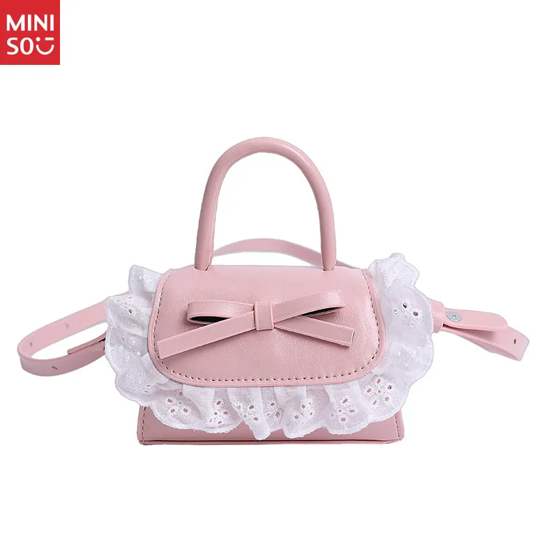 Miniso Square Bow Purse for Girls, Chic Mini Crossbody Bag for Kids
