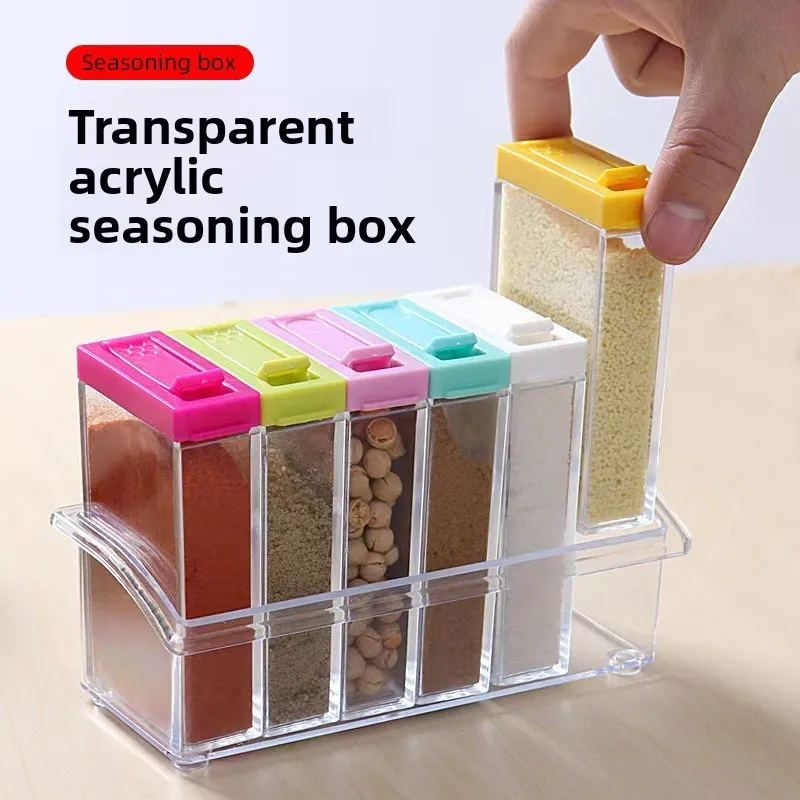 Simple and transparent seasoning bottle storage box - Kitchen supplies seasoning container - Seasoning jar set - Creative jar