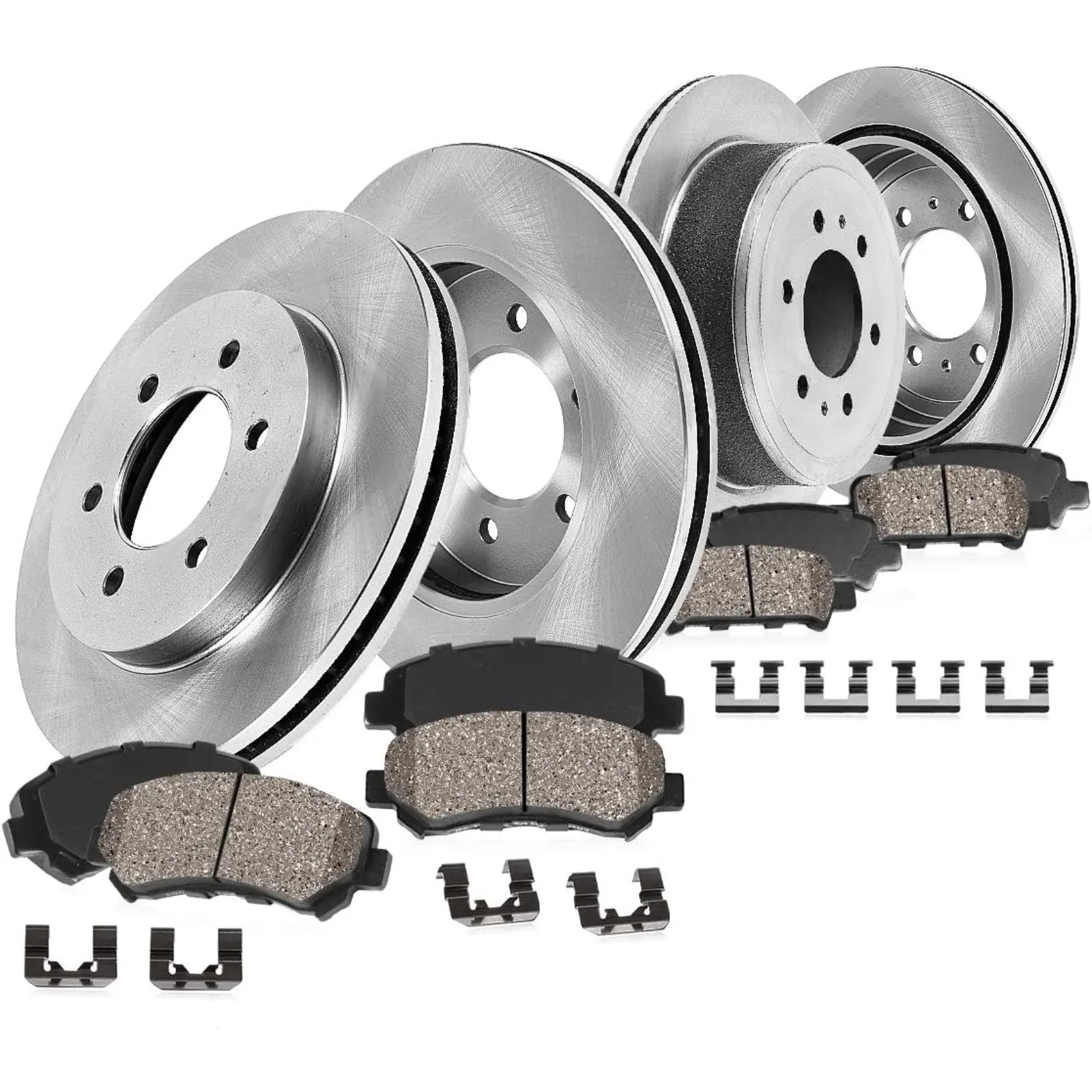 US  Brake Kit for 6 Lug Ford F-150 2009 Disc Brake Rotors Ceramic Brake Pads Front and Rear Replacement