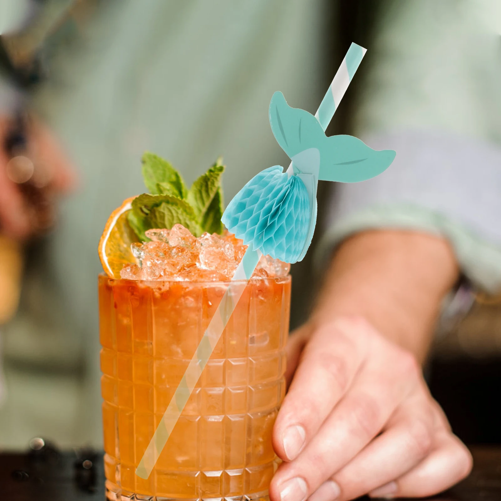 

50Pcs Tropical Paper Drinking Summer Beach Party Supplies Hawaiian Straws Grad Party Straw Travel Straw