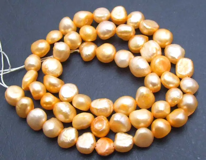 Qingmos Natural 5-6mm Baroque Freshwater Orange Pearl Loose Beads for Jewelry Making DIY Necklace Bracelet Earring 14