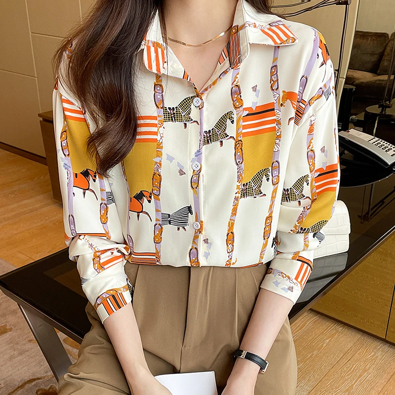 

New chic ladies shirts Fashion printing women blouses 2022 Spring autumn causal Long sleeve blouses mujer blusas