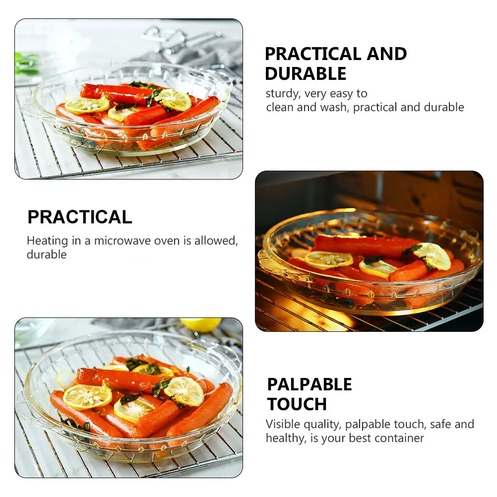 

2Pcs Tempered Heat-Resistant Glass Baking Tray Transparent Thickened Oven Microwave Dishwasher Safe Cooking Dish Baked Rice