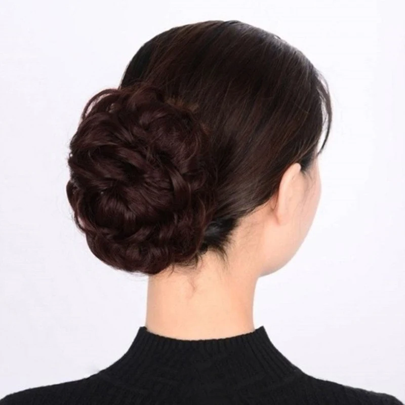 Syntetyczny kok z włosów Chignon kręcone chwytanie klip szpilka elastyczne Scrunchy sztuczne włosy dla kobiet spinki do włosów