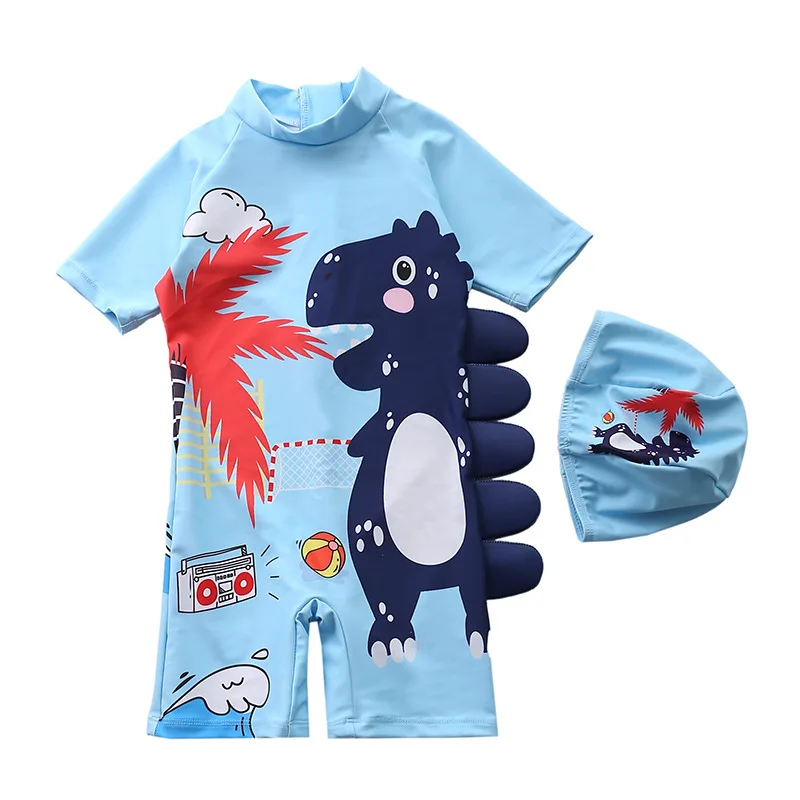 Swimsuit Boy One Piece Long Sleeve Bathing Suit Kids Dinosaur Overalls Children\'s Swimwear for Boys Beach Baby Swimming Wear