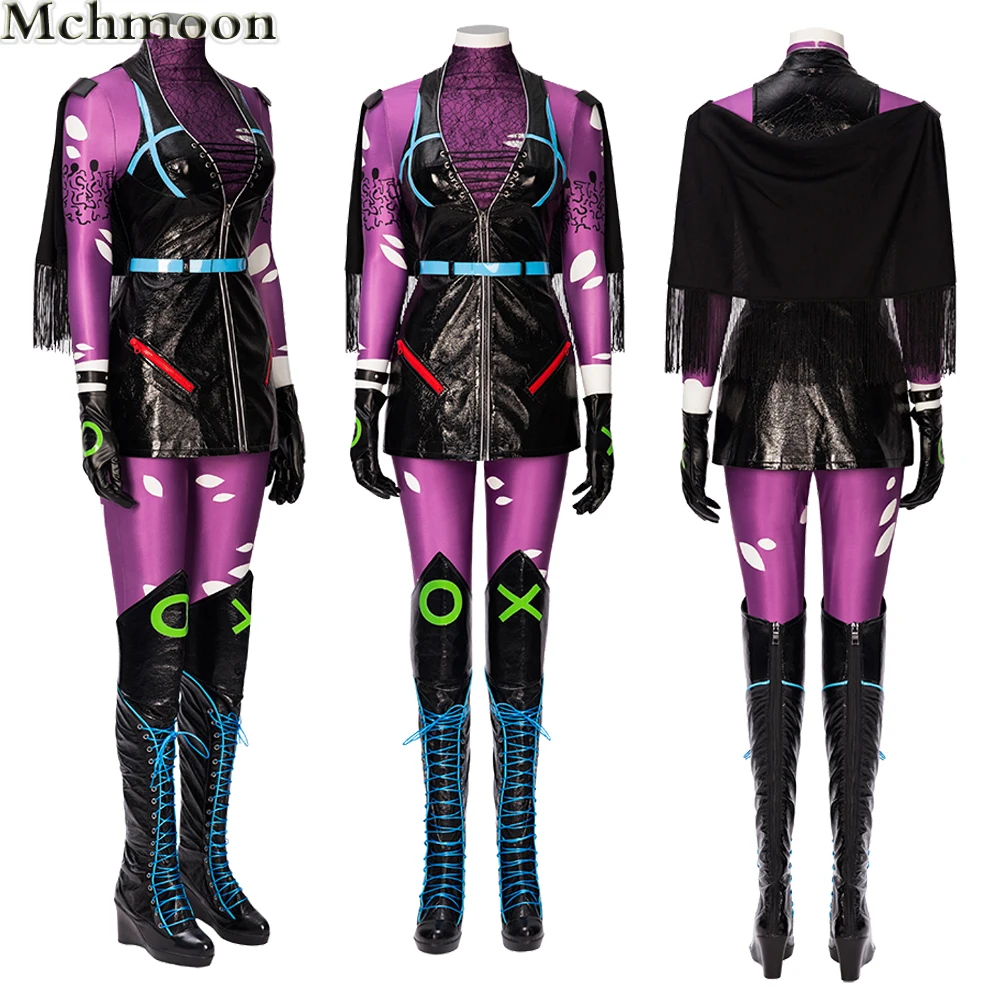 

Punchline Cosplay Alexis Kaye Costume Halloween Carnival Sexy Lady Joker Outfit with Boots Custom Made Women Suit