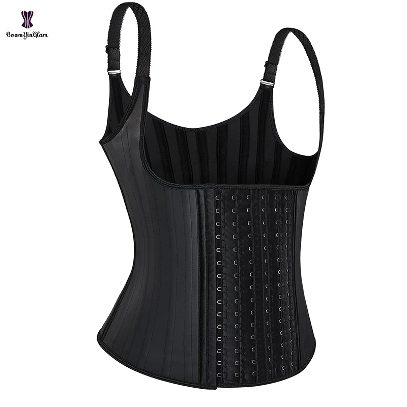 6 Hook Adjustable Belt Waist Trainer Vest 25 Steel Boned Slimming Sheath Girdle Leather Latex Strap Corset Women Body Shaper