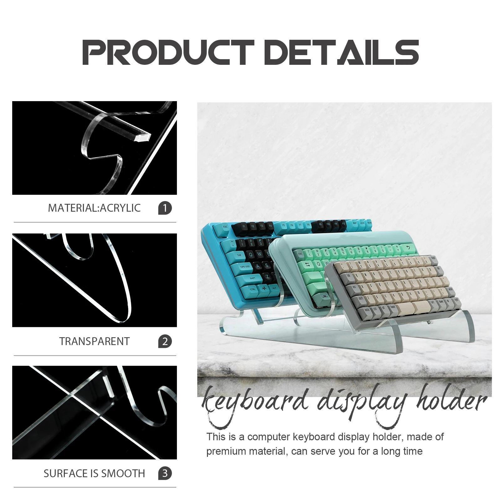 

3 Tier Acrylic Stand Clear Computer Holder Office Desk Storage Mechanical Keyboard Display Stand Transparent Keyboard Holder For