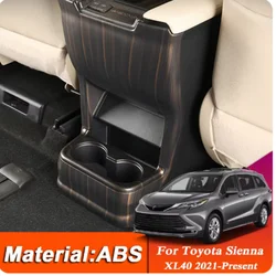 For Toyota Sienna 2022 -2024 internal Rear Armrest Air Condition Vent outlet Cover Trim Water Cup Holder Sticker car assessoires