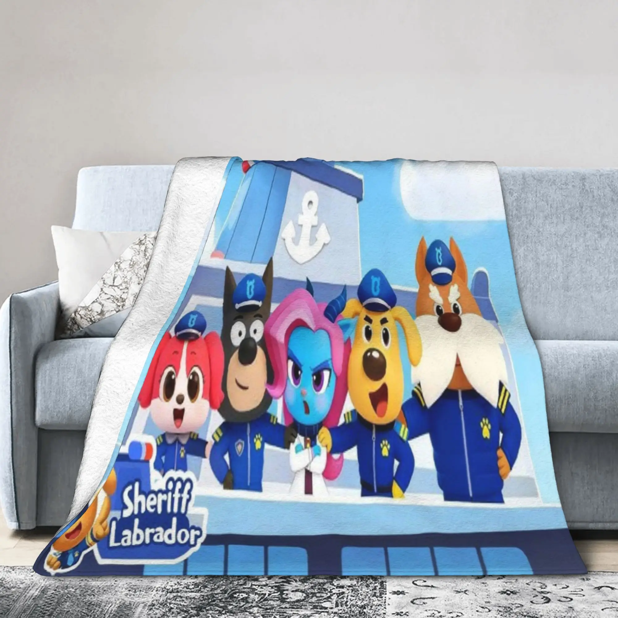 Safety Sheriff Labrador  Blanket Fleece  Cozy Super Soft Throw Blanket for Bed Rug Piece