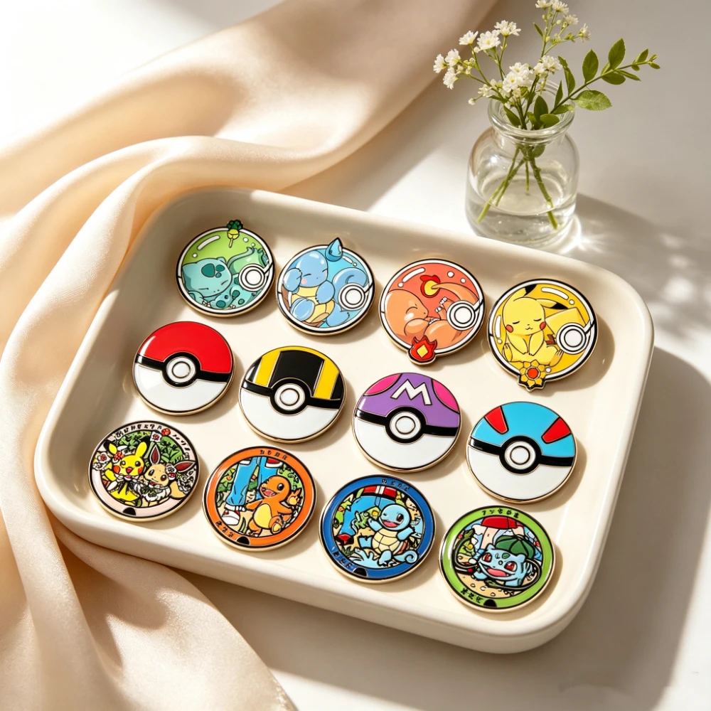 12Pcs Kawaii Japanese Anime Monster Creature Enamel Pin Collection Vibrant Cartoon Animal Lapel Badge Brooches for Gift