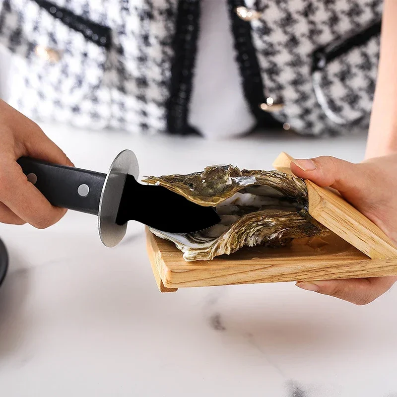 

Oyster Shucking Clamp,Stainless Steel Scallop Shell Shucking Cutter,Wood Seafood Opener Tool for Home Kitchen Barbecue Camping