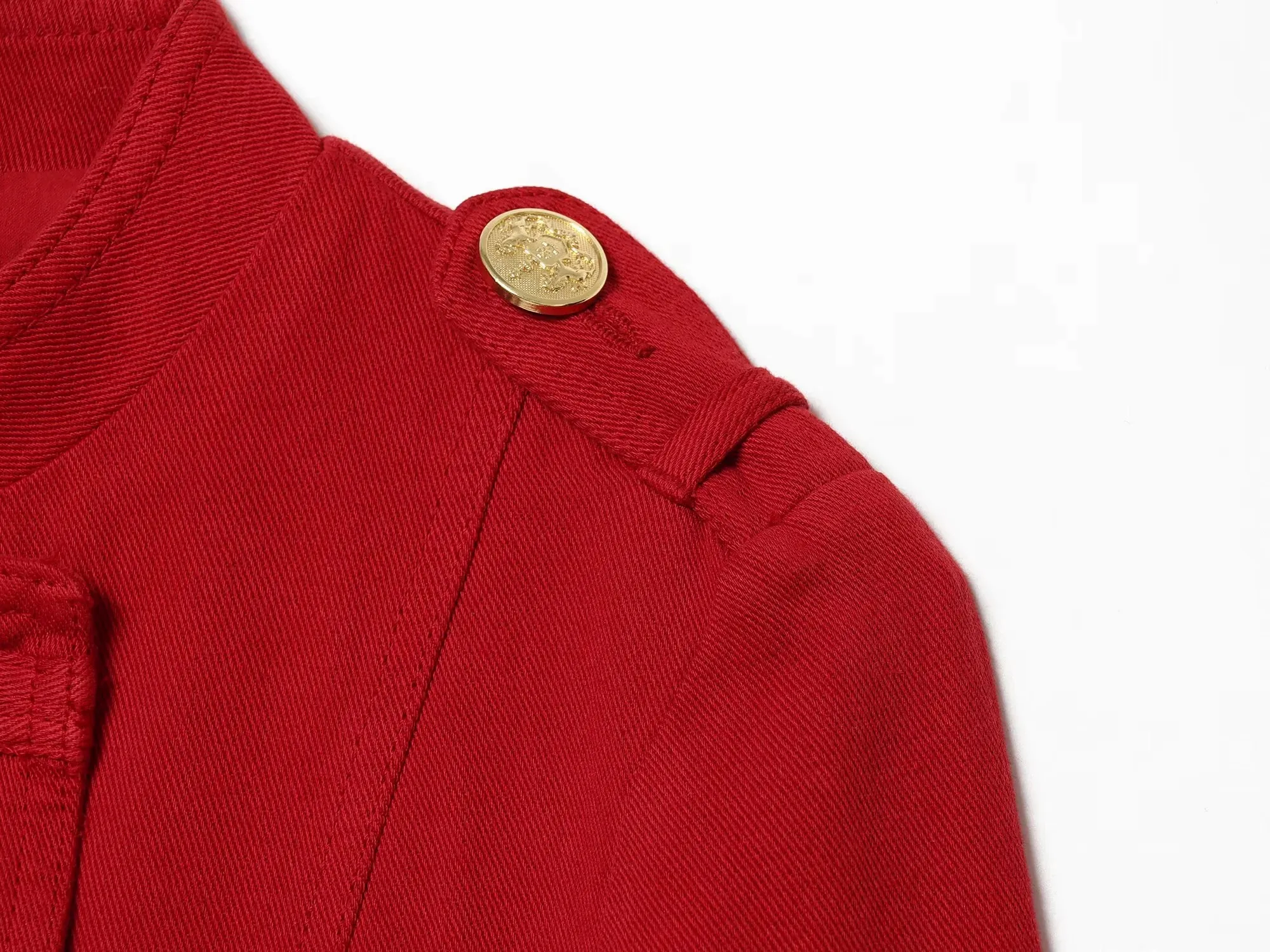 Damen Vintage Streetwear Einfarbige Jacke Elegante Rote Mode Doppelreihiger High-Street-Chic Damenmantel – Detail 8