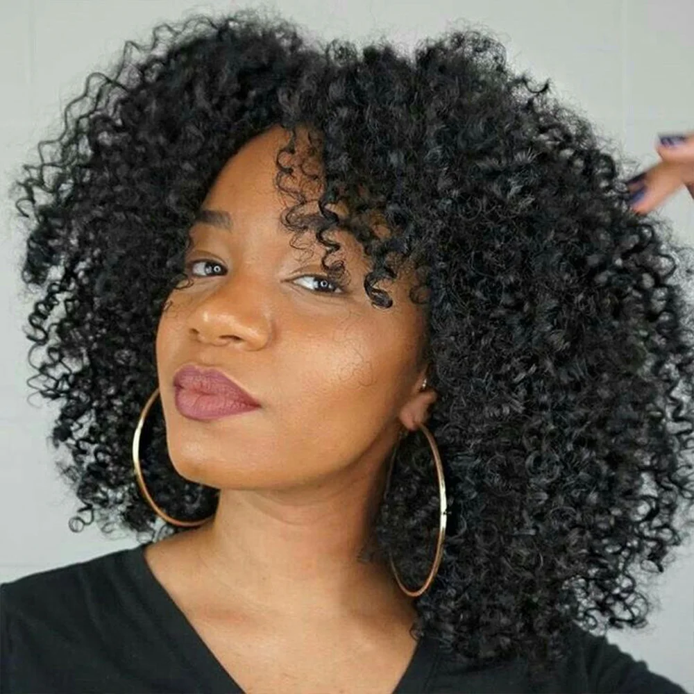 Кудрявый короткий вьющийся парик с стрижкой пикси с челкой, полностью машинное производство, бразильские парики из человеческих волос для женщин, готовые к работе