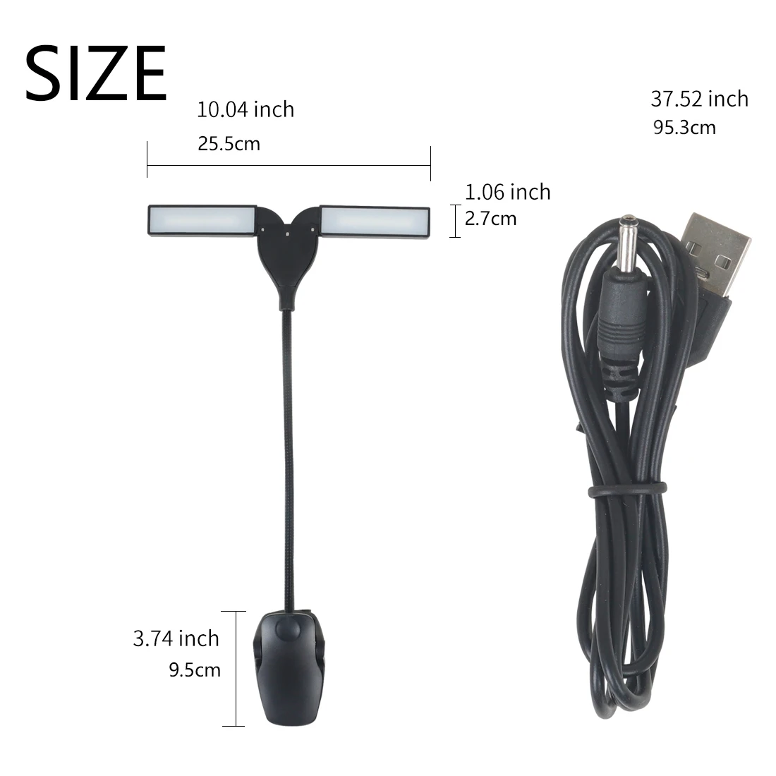 DP-02 Dual-Head LED Rechargeable Flexible Music Stand Light Bendable Metal HoseUSB Rechargeable for Sheet Music & Piano
