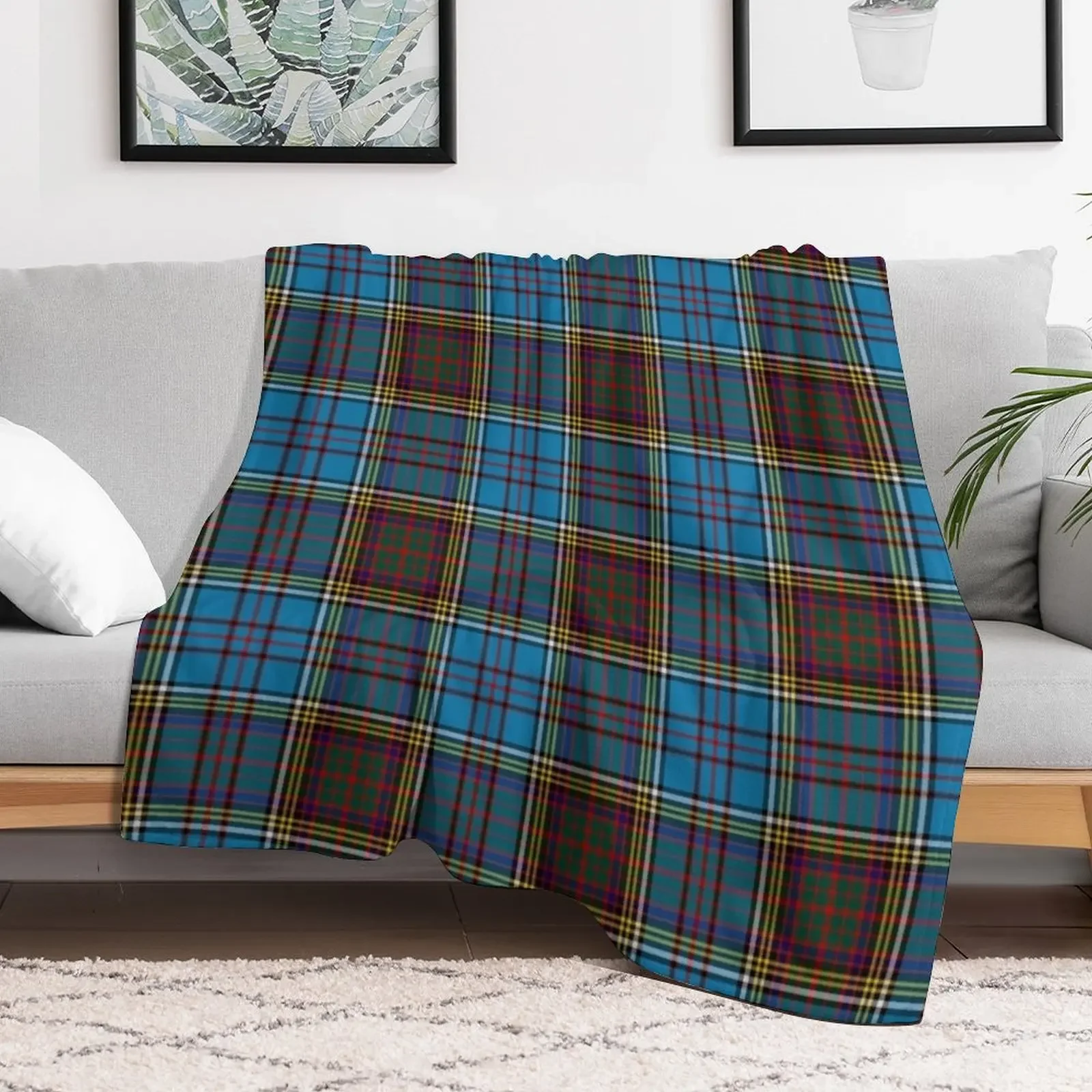 Anderson / Andersson Clan Tartan Modern Cute Blue and Green Plaid Throw Blanket Heavy Luxury Thicken For Sofa Thin Blankets
