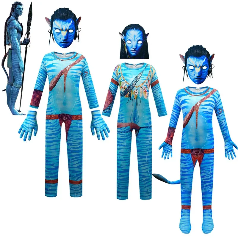 3D комбинезон для косплея The Way of Water Alien, перчатки, маска для мальчиков и девочек, карнавальный костюм Avataring 2, боди для Хэллоуина, одежда