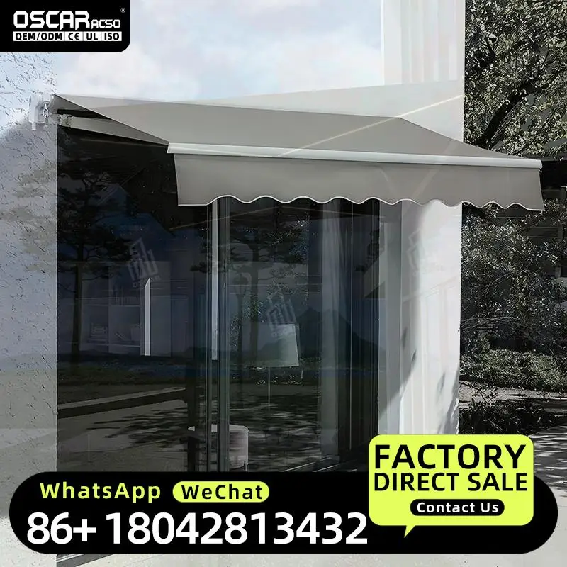 Retractable Outdoor Sunshade Full Cassette Motorized Custom Size Heavy Duty Aluminum Alloy Sunroom Shade Outdoor Shelter Adjusta