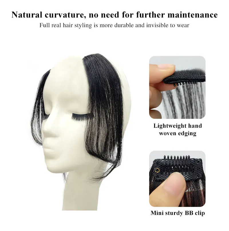 Seamless Natural Invisible Bangs Wig Traceless Bangs 100% Human Hair Female Figure-eight Bangs on Both Sides Wig Patch