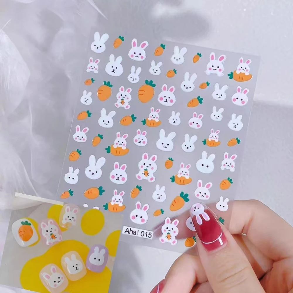

1 sheet Cute Rabbit Animal New 5D Relief Nail Art Stickers Nail Decals for Manicure fashion Design DIY Happy Accessories