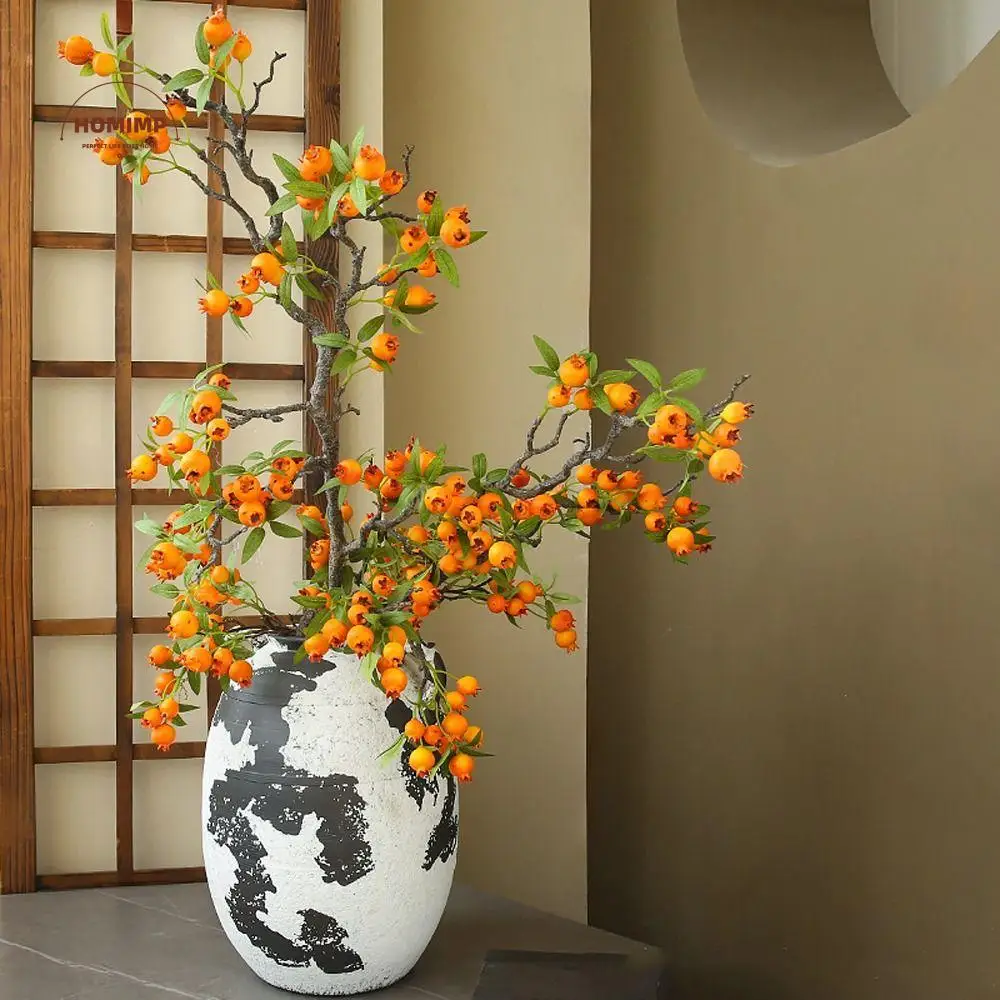 

Plastic Artificial Hawthorn Branches Realistic Handmade Simulation Hawthorn Fruit Elegant Fake Plants Wedding Party