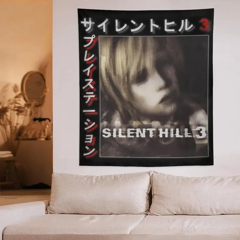 

Настенный гобелен с принтом Hill 3 Horror Game Tapestry в стиле ретро-японских игр, с изображением Хизера Мейсона, для декора геймерской комнаты или общежития