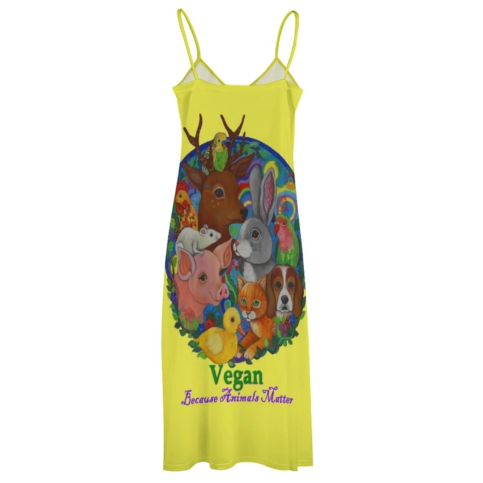 Vestido sem mangas para mulheres, Vegano mas animais importam, Vestidos longos, Vestidos de noite, 2024