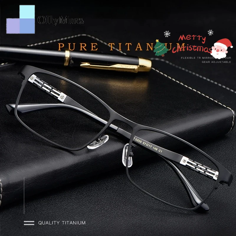 

OLLYMURS Сверхлегкие высококачественные сверхтвердые очки по рецепту, большая квадратная оптическая оправа из чистого титана для мужчинHT0205