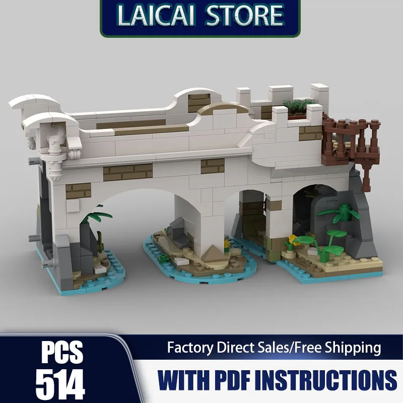 

Конструктор Moc Building Blocks Modular Governor's Island: Мост к тюрьменной башне, технологические блоки, DIY-сборка, игрушка для конструирования, подарки