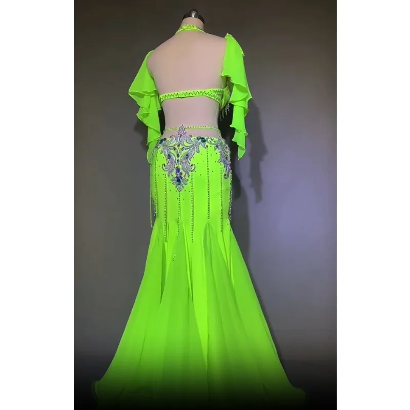 Traje de performance de dança do ventre feminino personalizado cintura alta sexy oco para fora saia grande uniforme de competição de equipe sutiã de dança do ventre