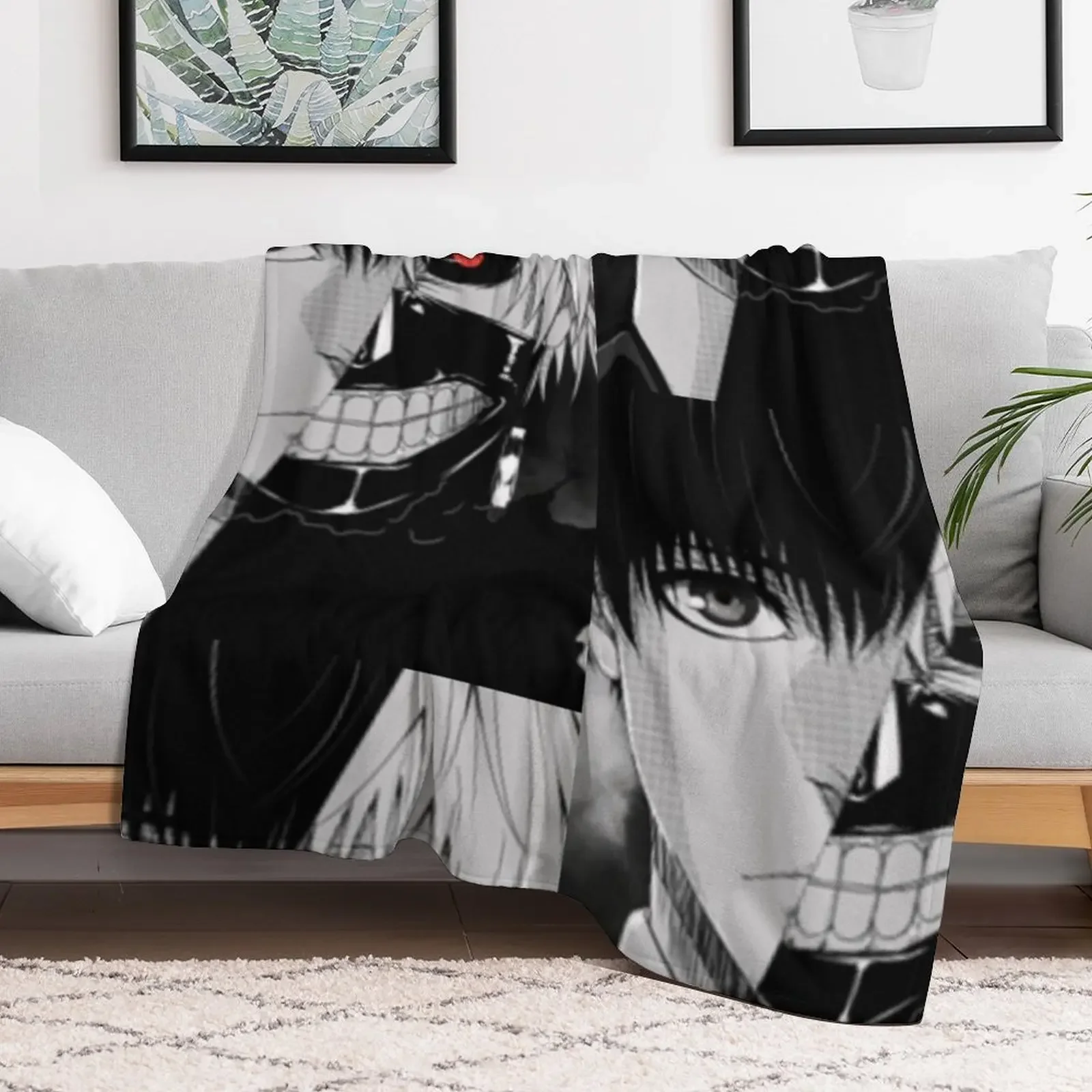 Ken Kaneki Throw Blanket Flannel Sofa Throw Blankets