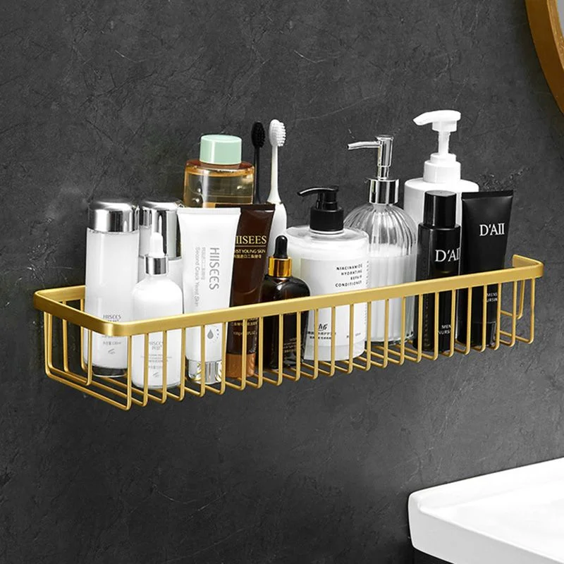 Wall Mounted Bathroom Shelf Aluminum Shampoo Cosmetic Storage Rack Brushed Gold Storage Organizer Rack Soap Cosmetic Shelf