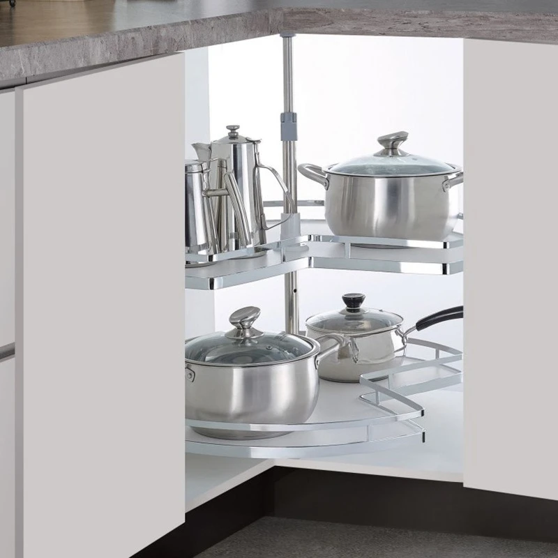 

Cabinet 270 degree turntable basket kitchen double corner pull basket corner storage rotating pot basket corner rack