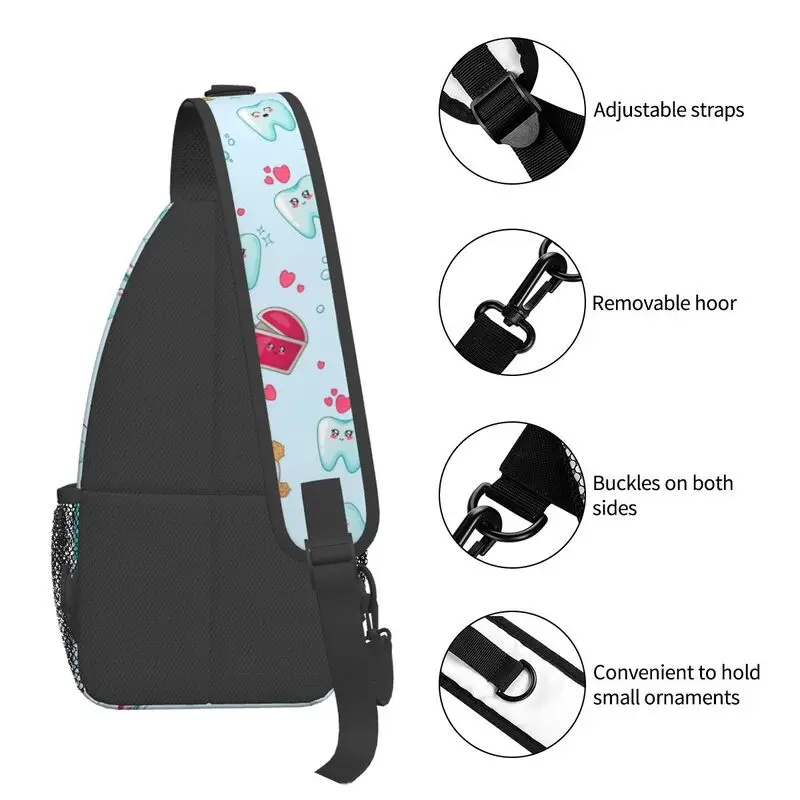 مخصص الأسنان طبيب الأسنان Crossbody حقيبة ظهر ذات حمالة الرجال طب الأسنان حقائب الكتف الصدر للمشي لمسافات طويلة
