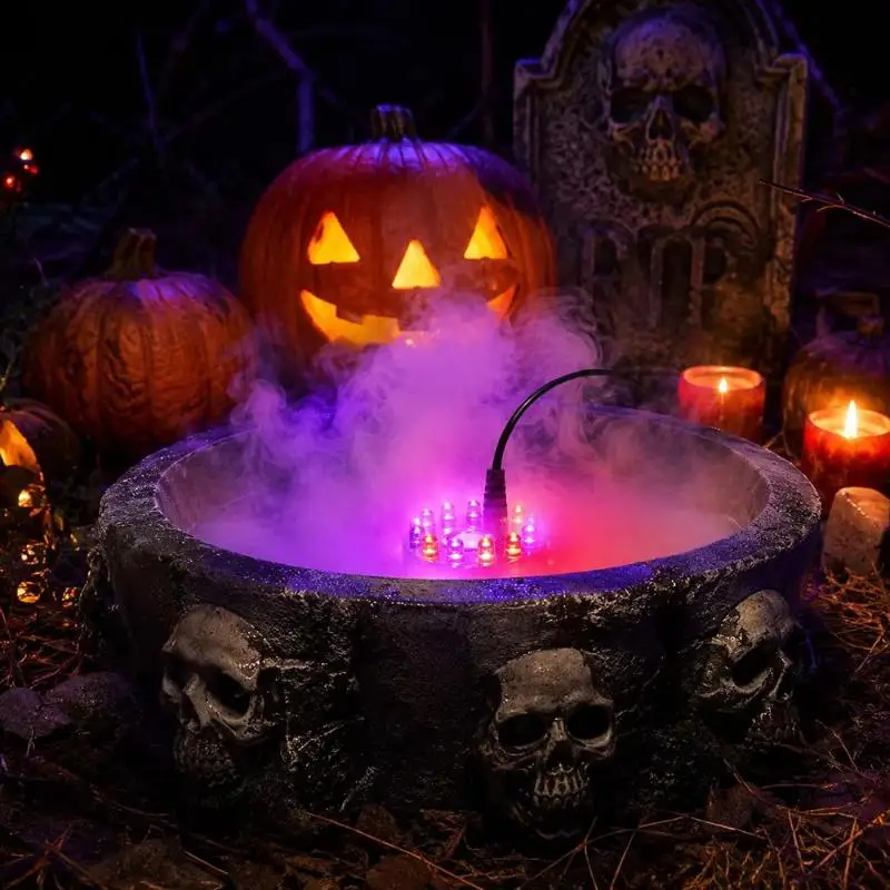 (Halloween Smoke Fog Machine,Mini LED Pumpkin Light,Fogger Water Fountain Pond Fog Machine,Halloween Outdoor Decoration)